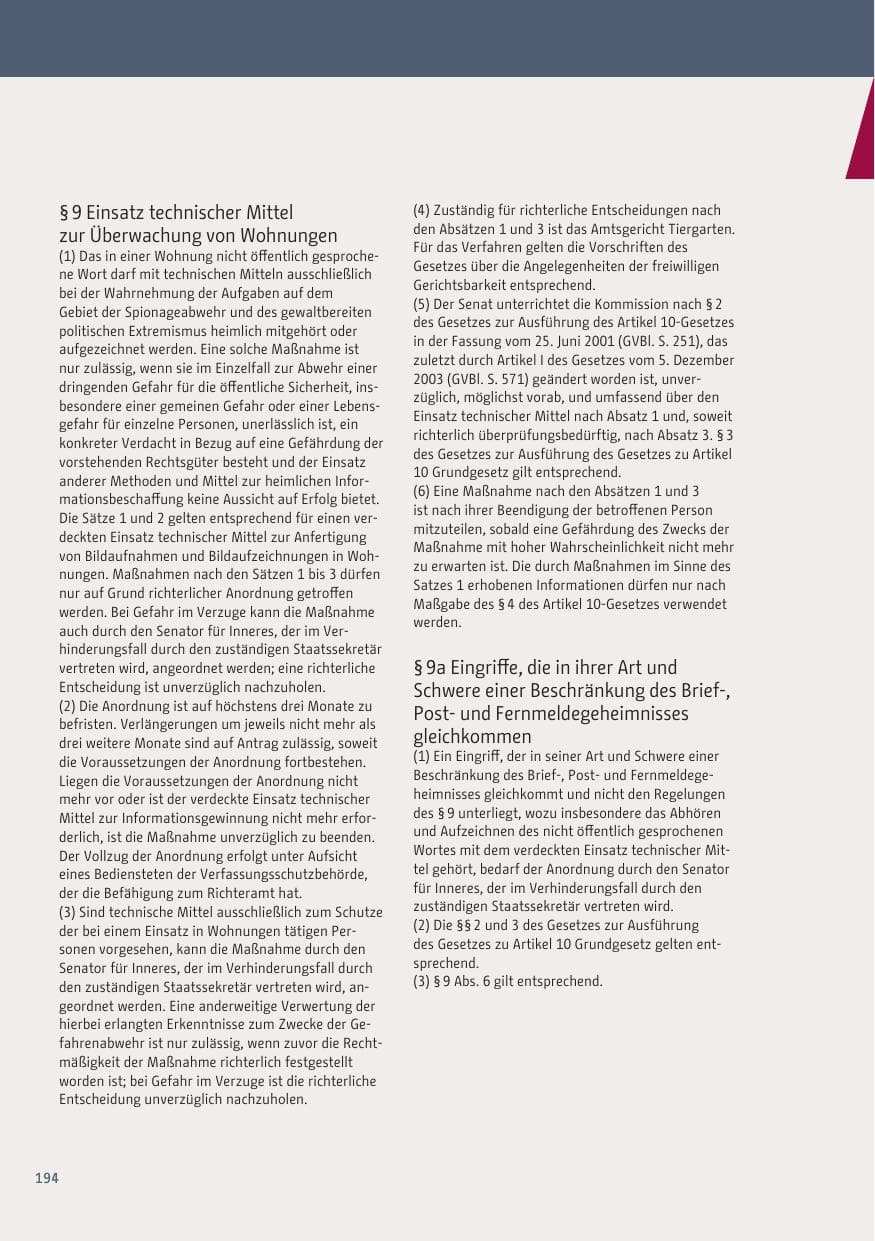 Seite 194 des Verfassungsschutzbericht 2019 Berlin