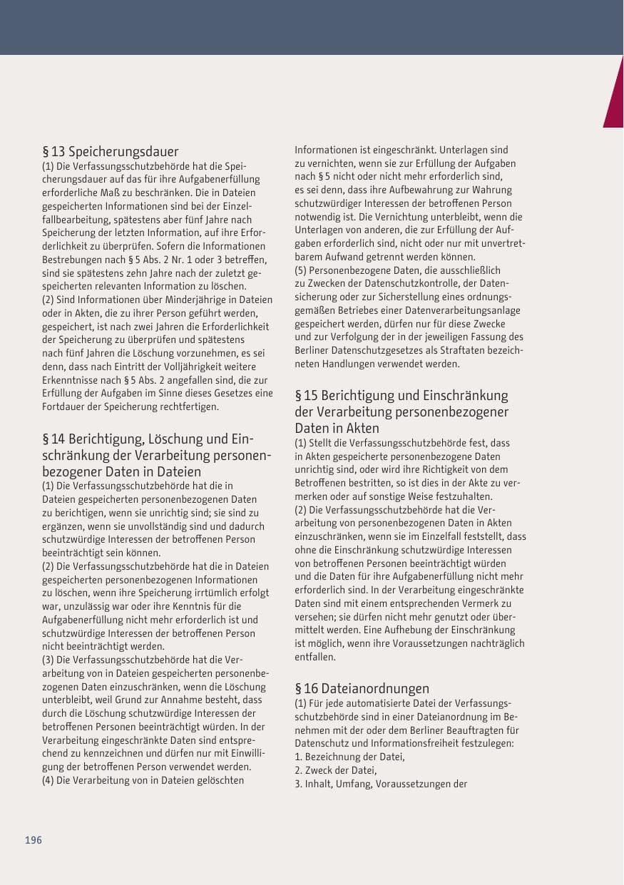 Seite 196 des Verfassungsschutzbericht 2019 Berlin