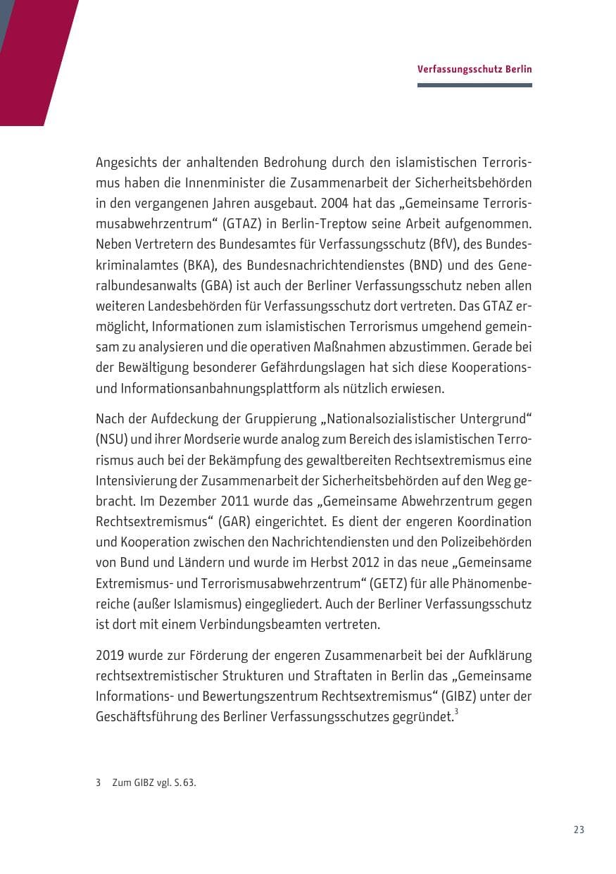 Seite 23 des Verfassungsschutzbericht 2019 Berlin