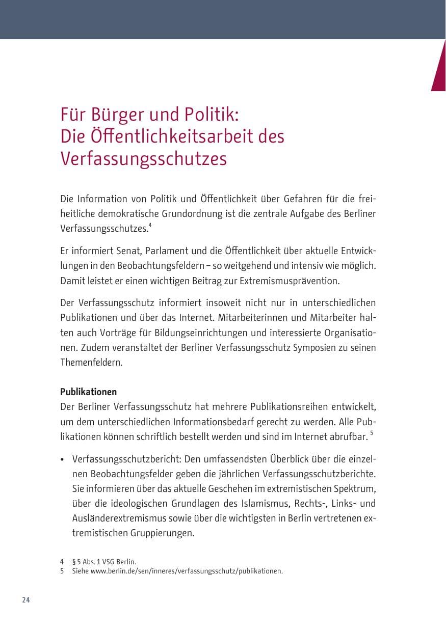 Seite 24 des Verfassungsschutzbericht 2019 Berlin