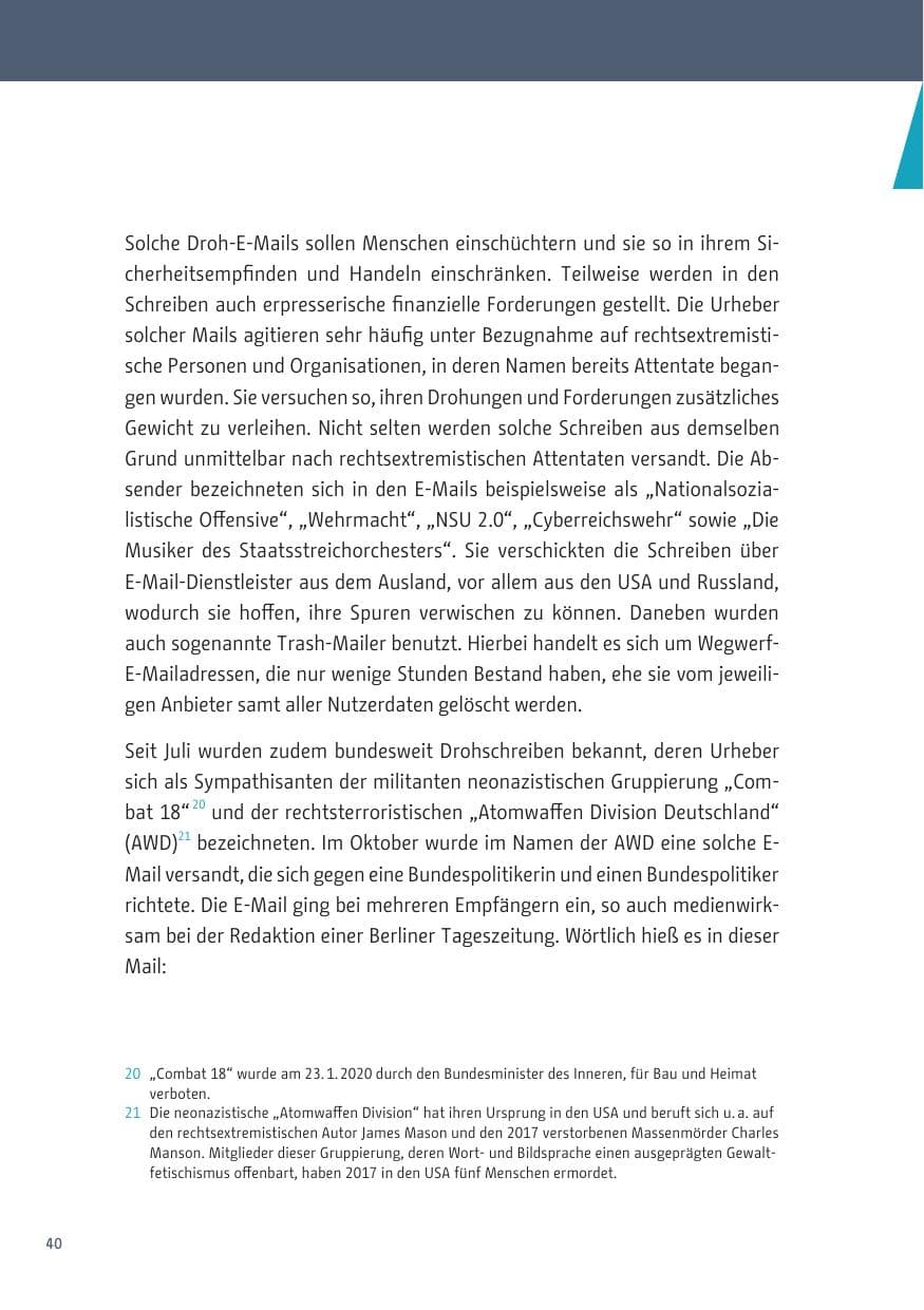 Seite 40 des Verfassungsschutzbericht 2019 Berlin