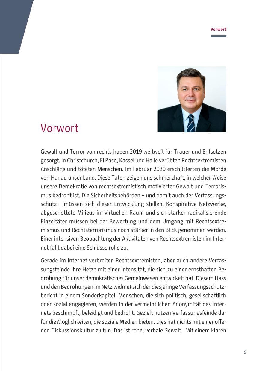 Seite 5 des Verfassungsschutzbericht 2019 Berlin