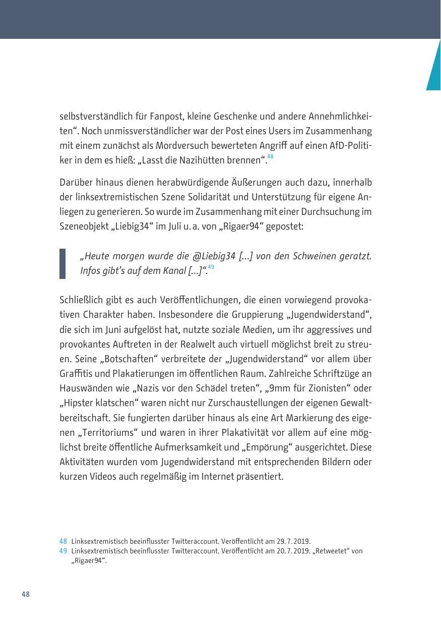 Seite 48 des Verfassungsschutzbericht 2019 Berlin