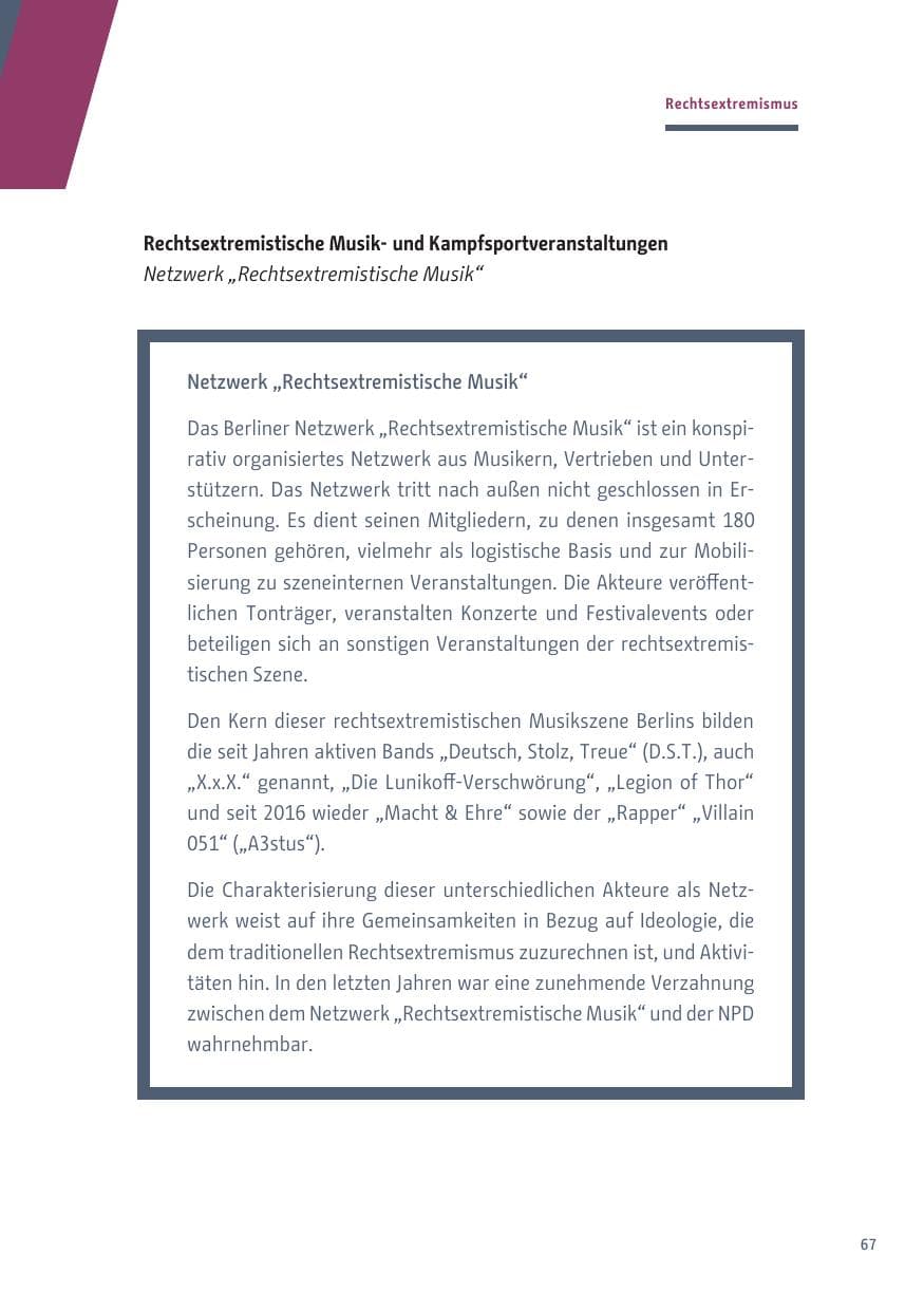 Seite 67 des Verfassungsschutzbericht 2019 Berlin