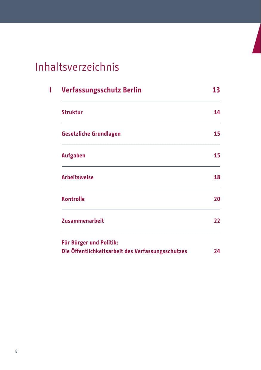 Seite 8 des Verfassungsschutzbericht 2019 Berlin