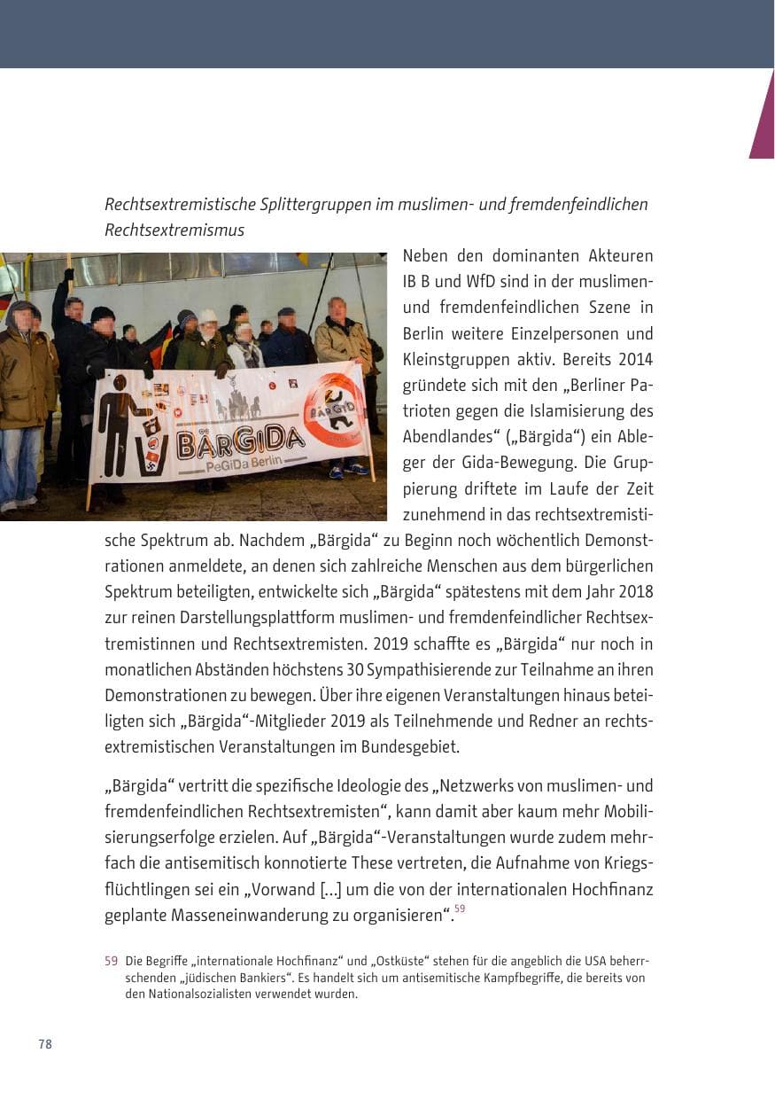 Seite 78 des Verfassungsschutzbericht 2019 Berlin