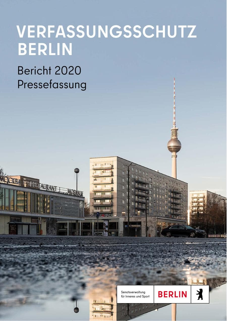 Seite 1 des Verfassungsschutzbericht 2020 Berlin