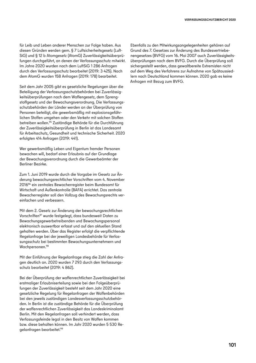 Seite 101 des Verfassungsschutzbericht 2020 Berlin