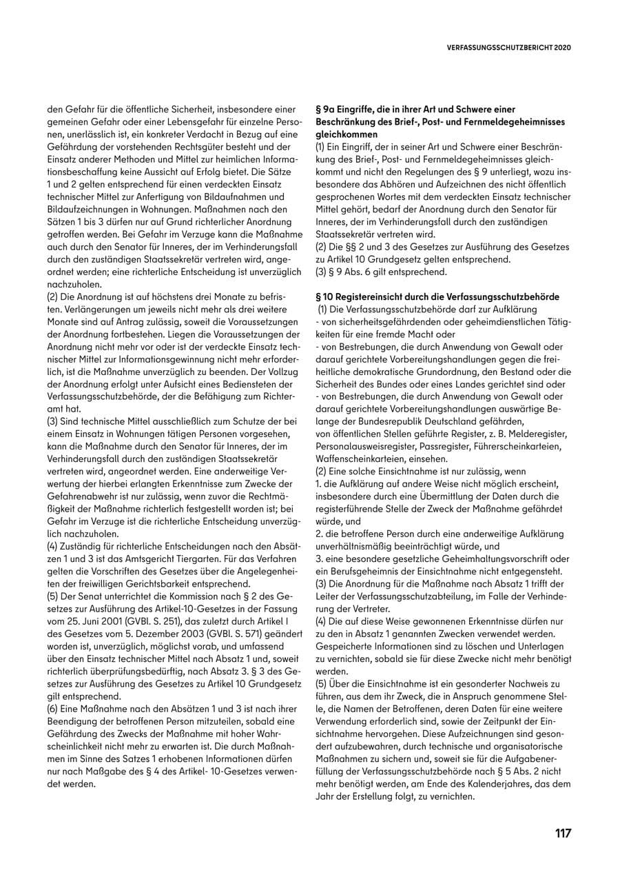 Seite 117 des Verfassungsschutzbericht 2020 Berlin