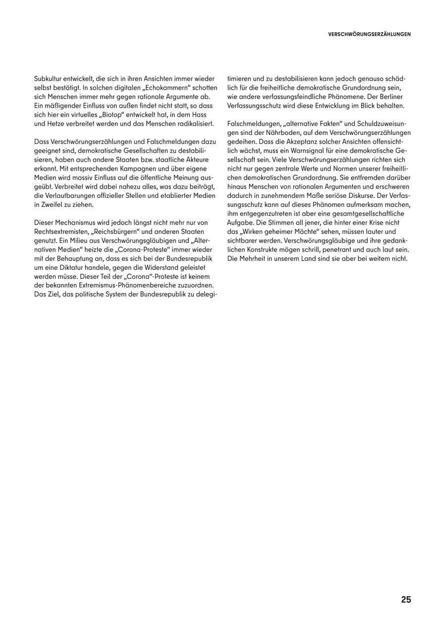 Seite 25 des Verfassungsschutzbericht 2020 Berlin