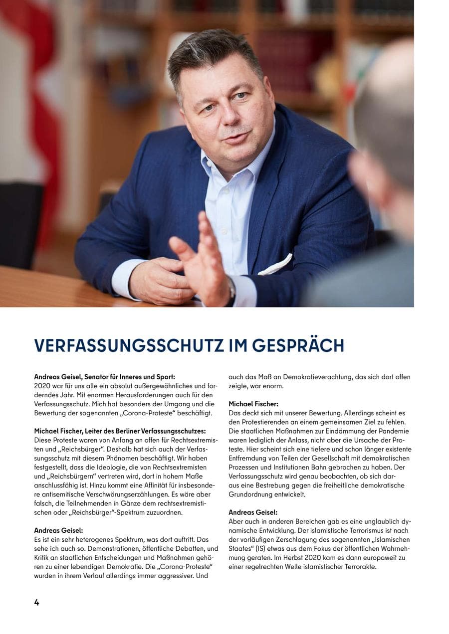 Seite 4 des Verfassungsschutzbericht 2020 Berlin