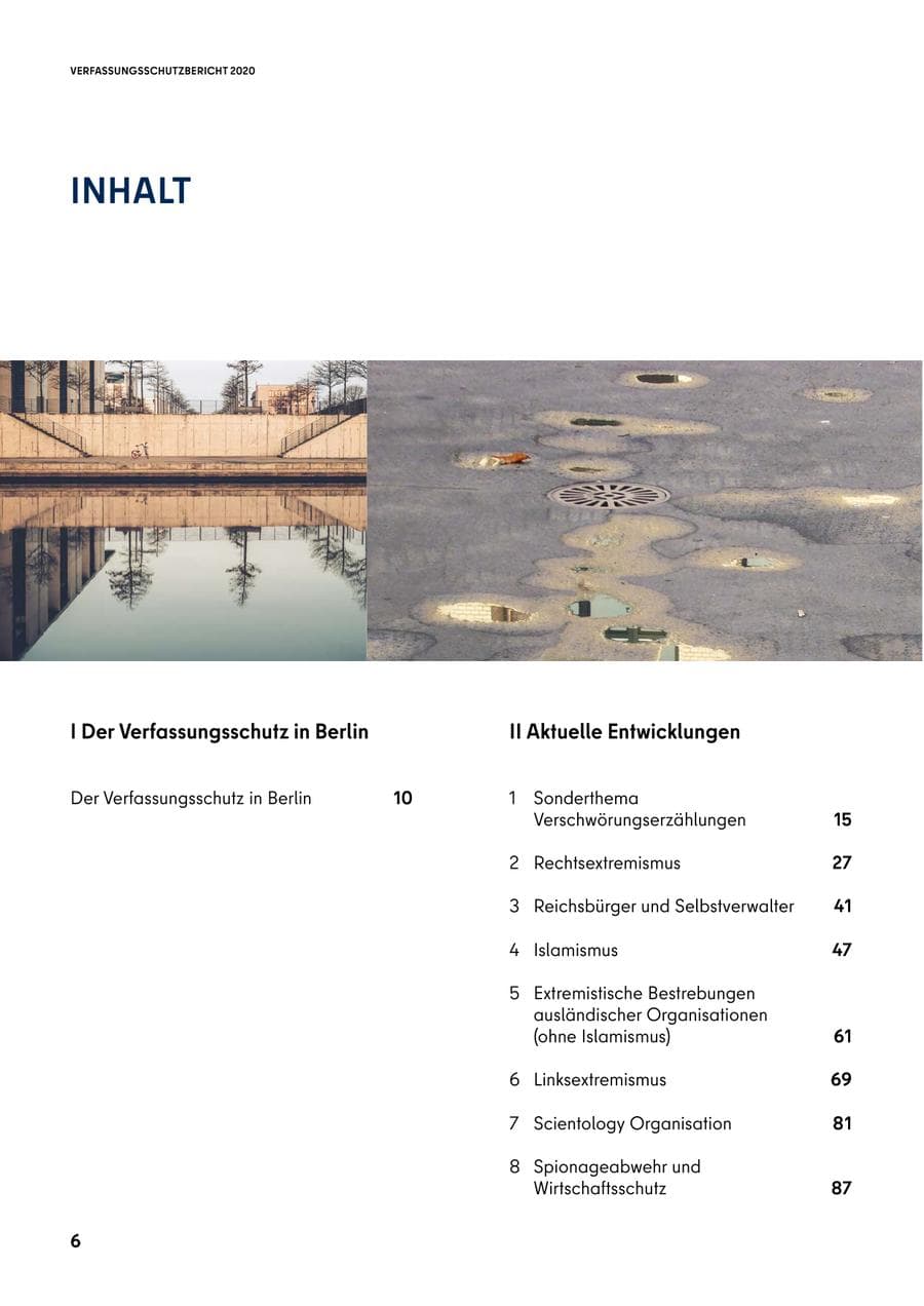 Seite 6 des Verfassungsschutzbericht 2020 Berlin