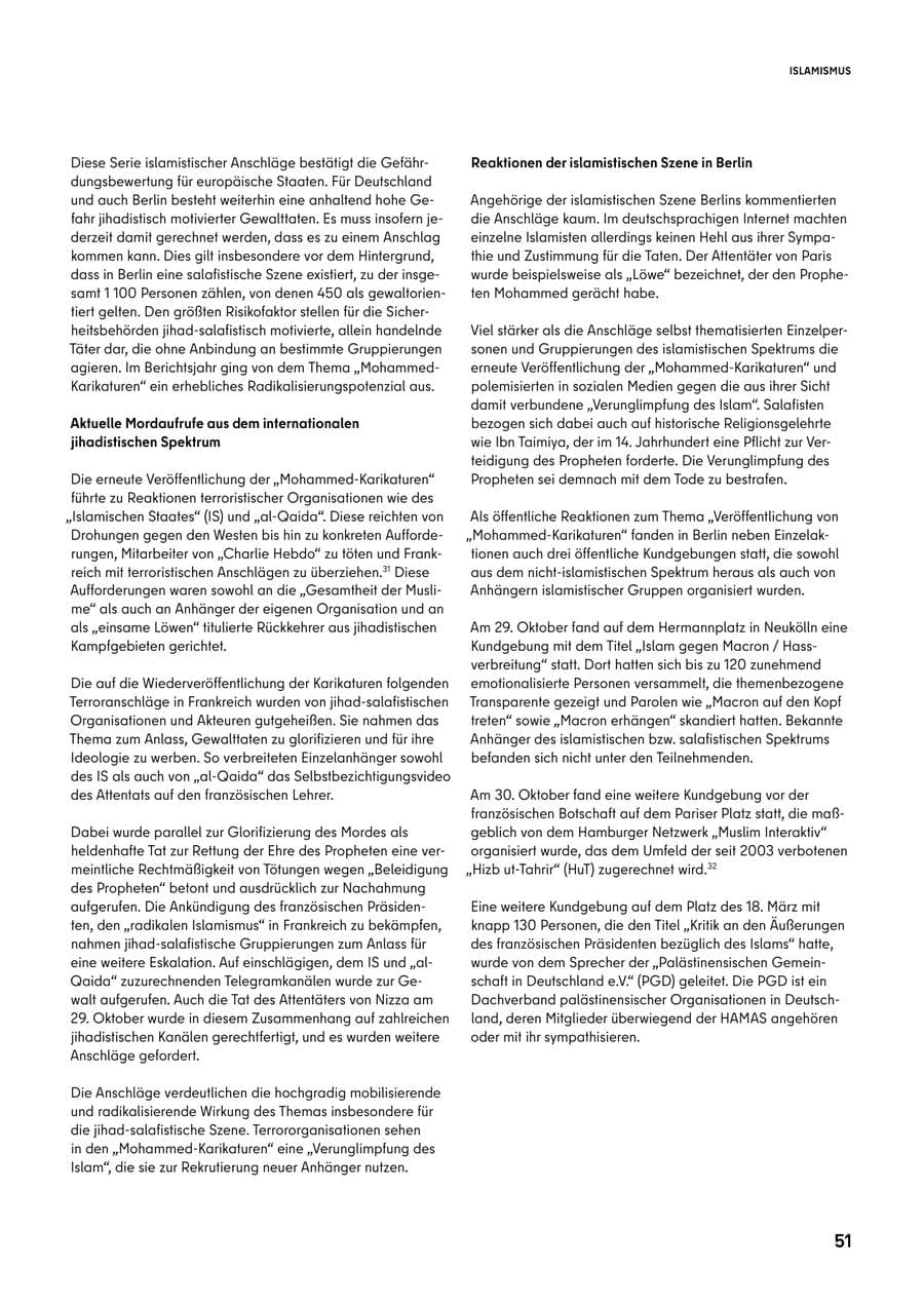Seite 51 des Verfassungsschutzbericht 2020 Berlin