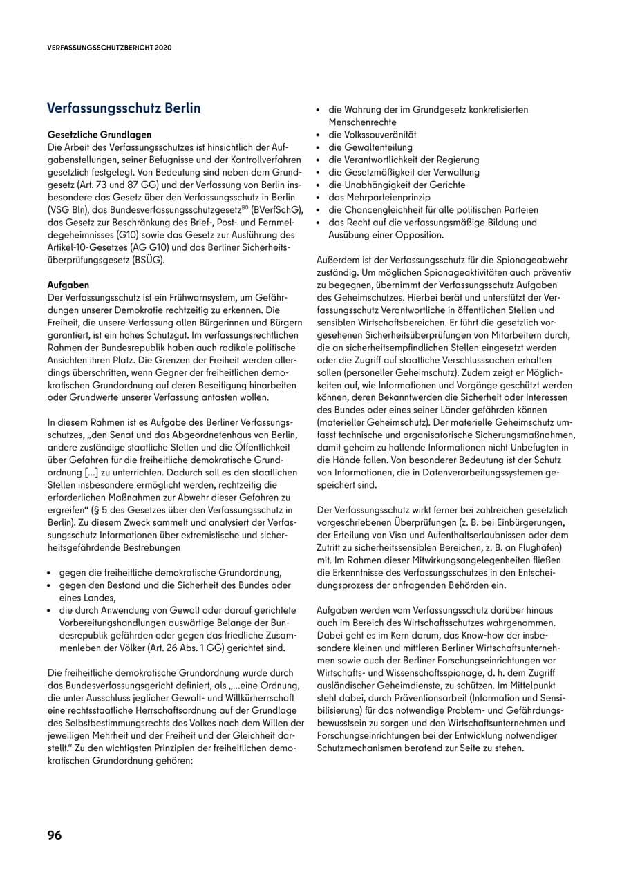 Seite 96 des Verfassungsschutzbericht 2020 Berlin