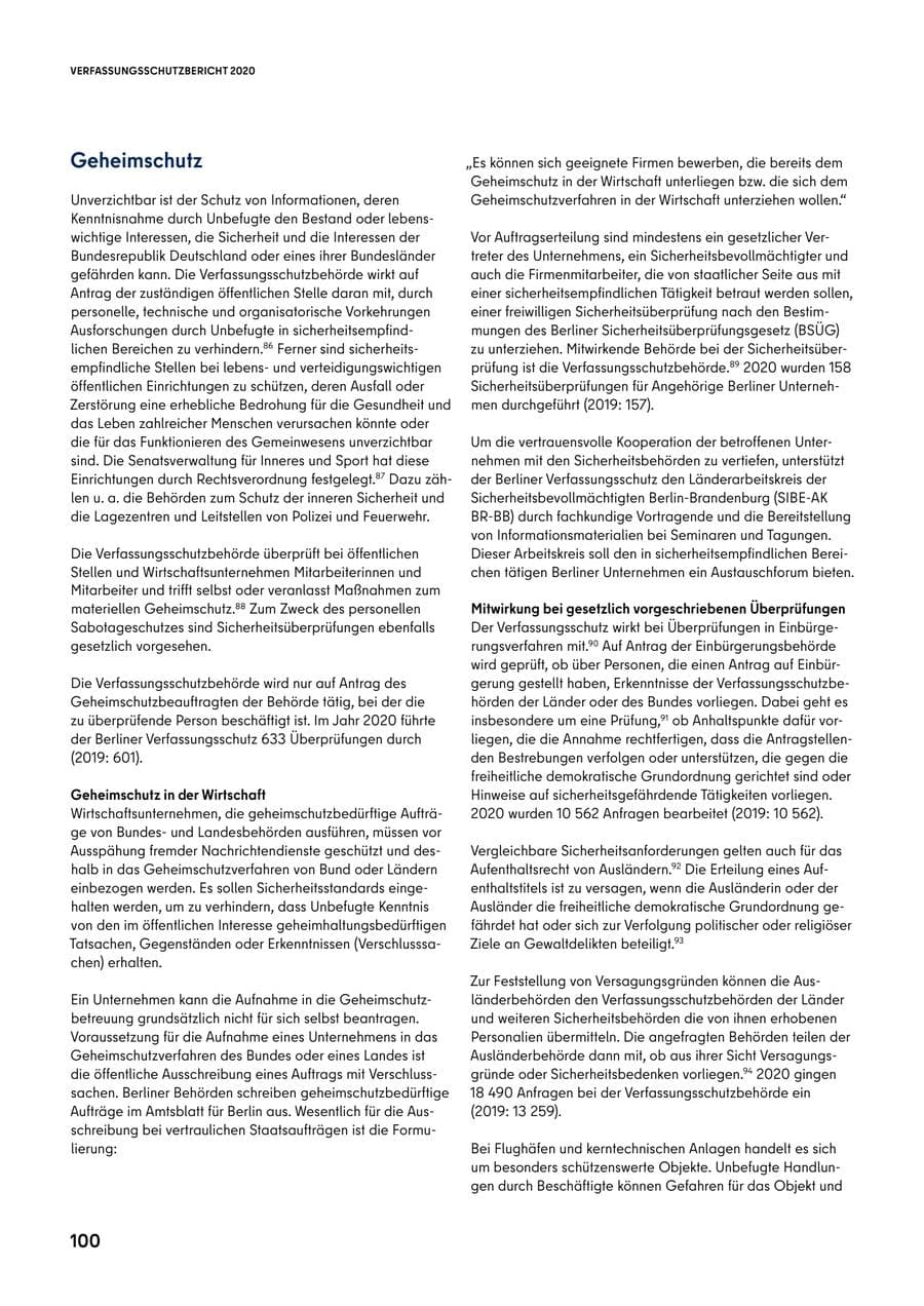 Seite 100 des Verfassungsschutzbericht 2020 Berlin