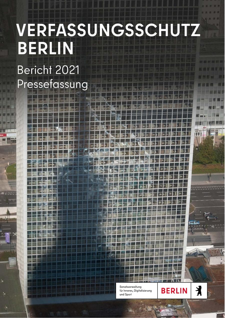 Seite 1 des Verfassungsschutzbericht 2021 Berlin