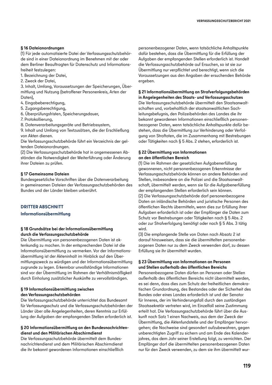 Seite 119 des Verfassungsschutzbericht 2021 Berlin