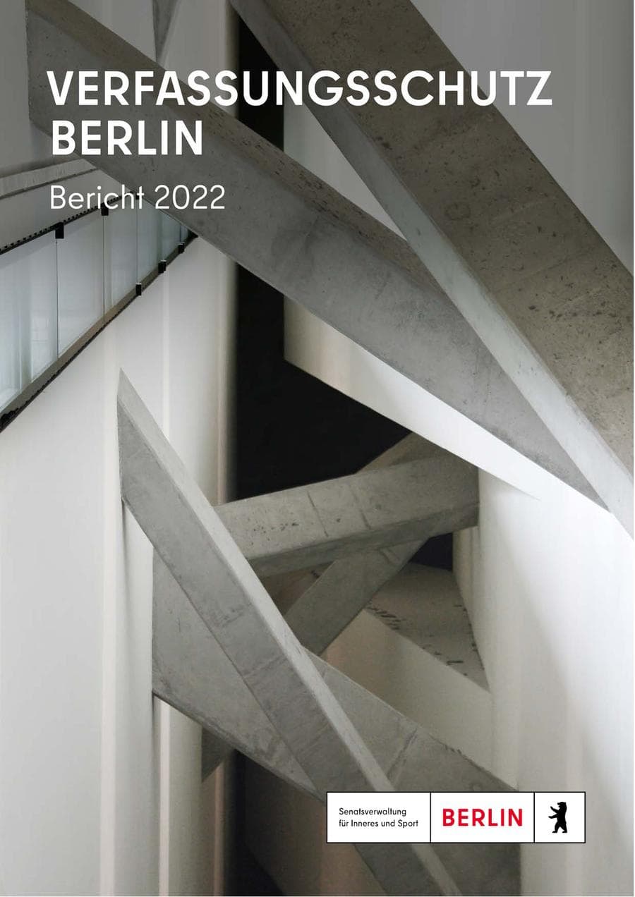 Seite 1 des Verfassungsschutzbericht 2022 Berlin