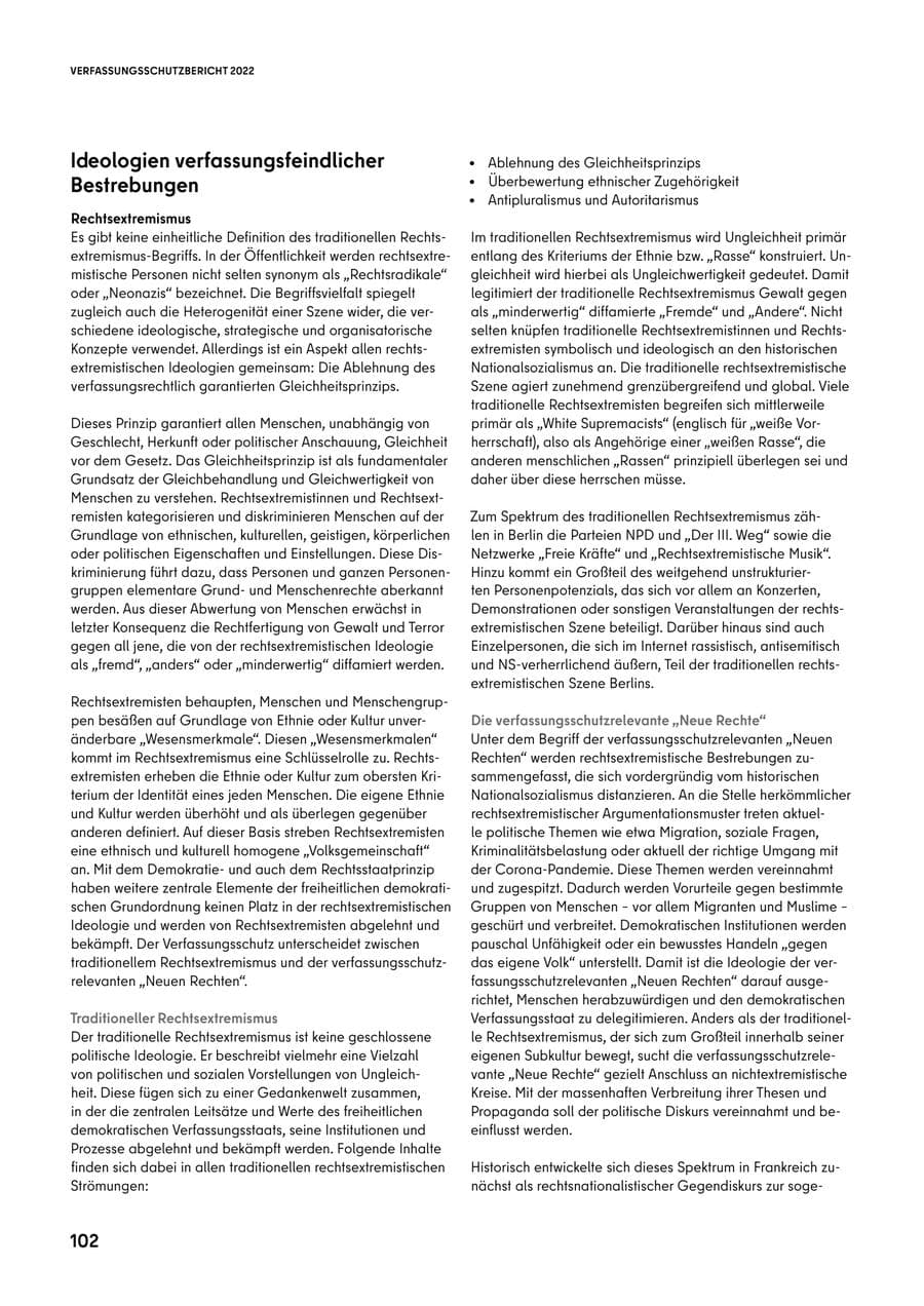 Seite 102 des Verfassungsschutzbericht 2022 Berlin