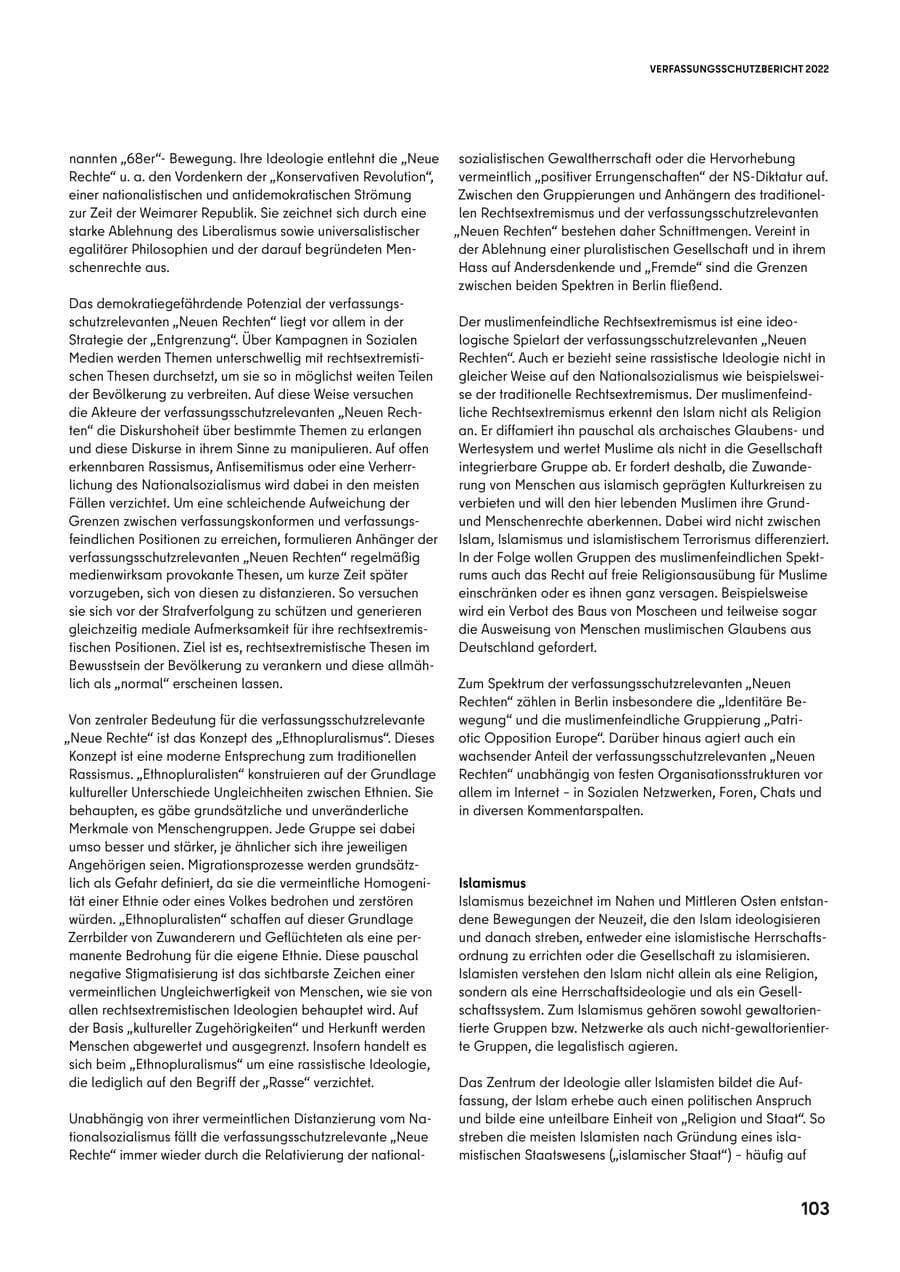 Seite 103 des Verfassungsschutzbericht 2022 Berlin
