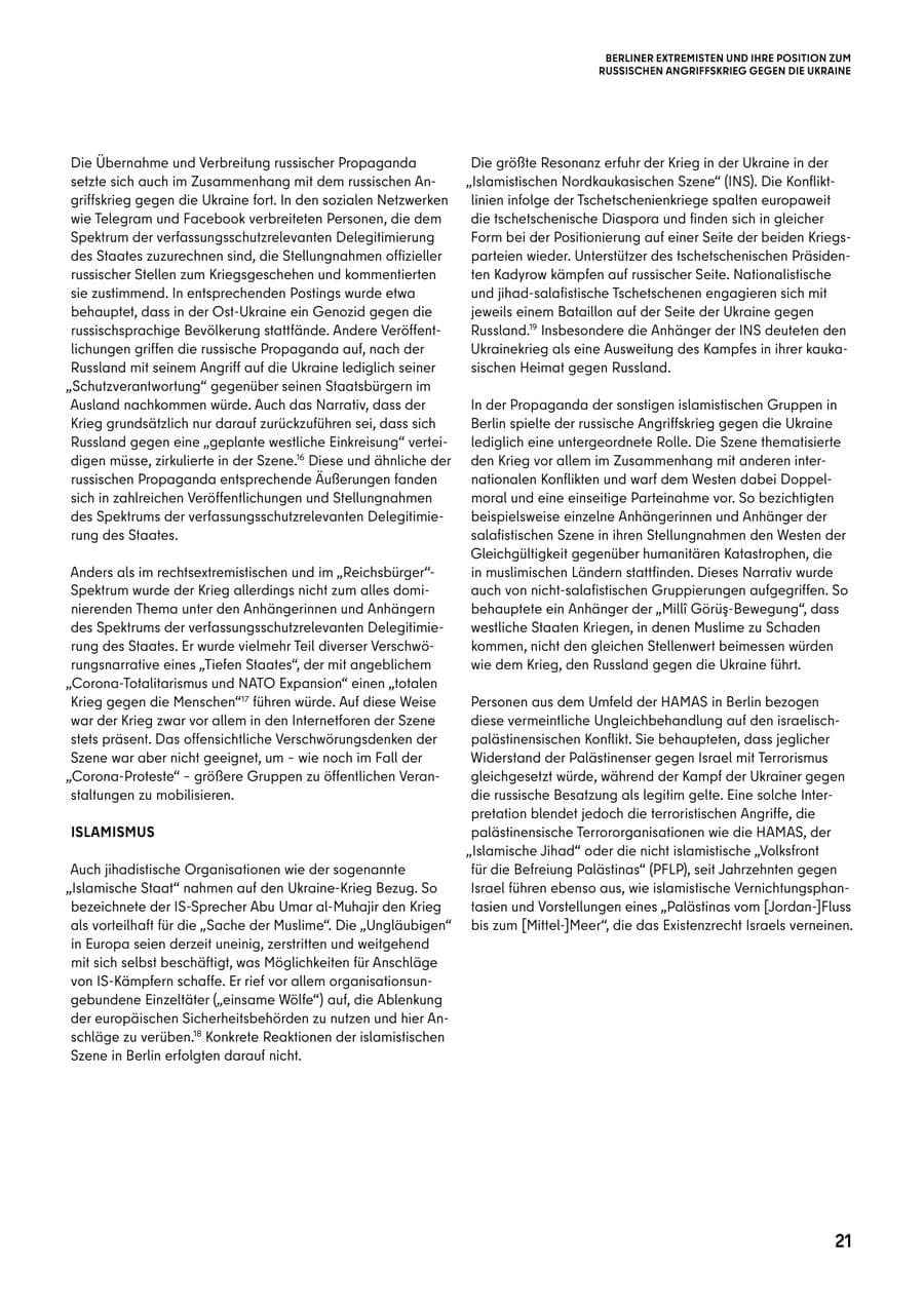 Seite 21 des Verfassungsschutzbericht 2022 Berlin