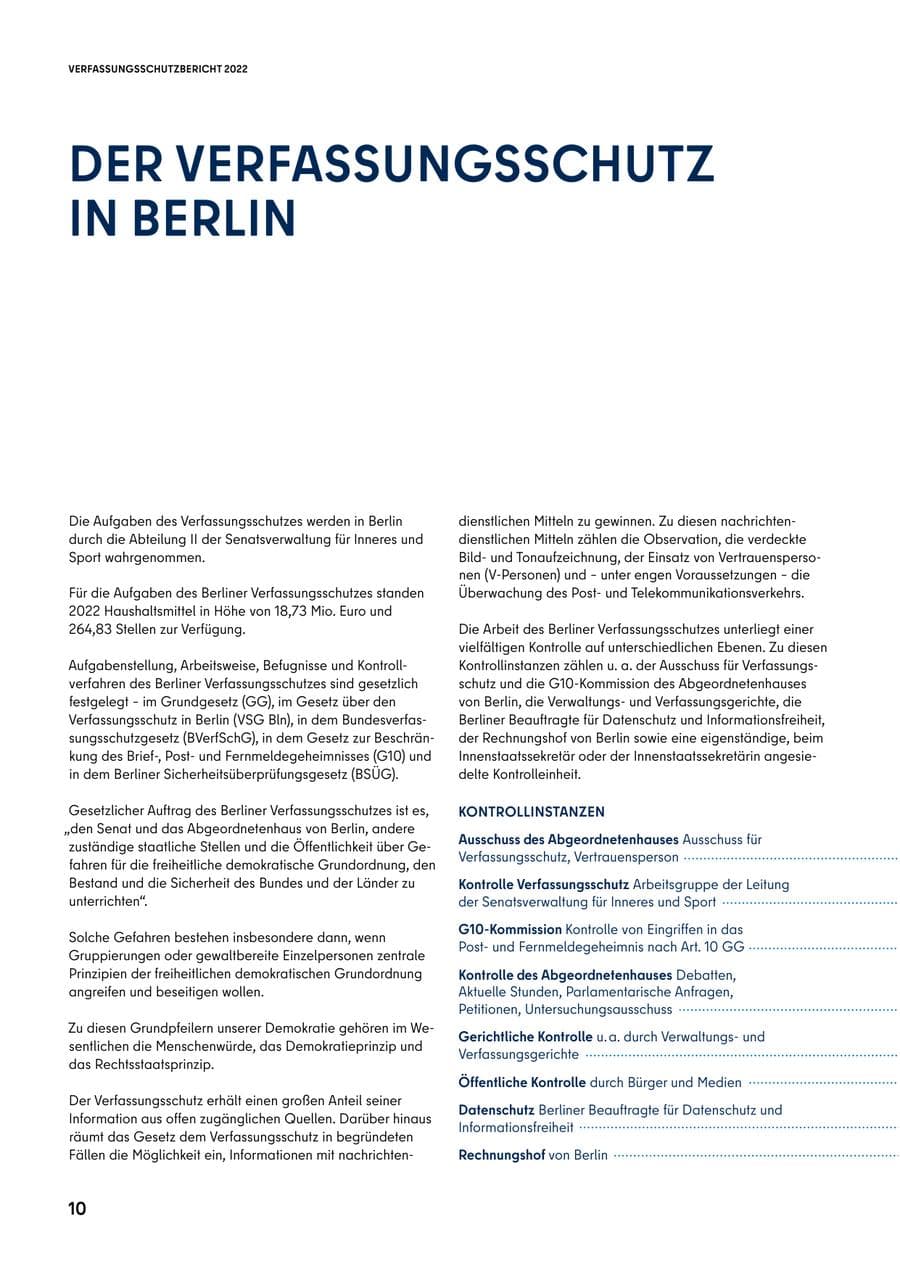 Seite 10 des Verfassungsschutzbericht 2022 Berlin