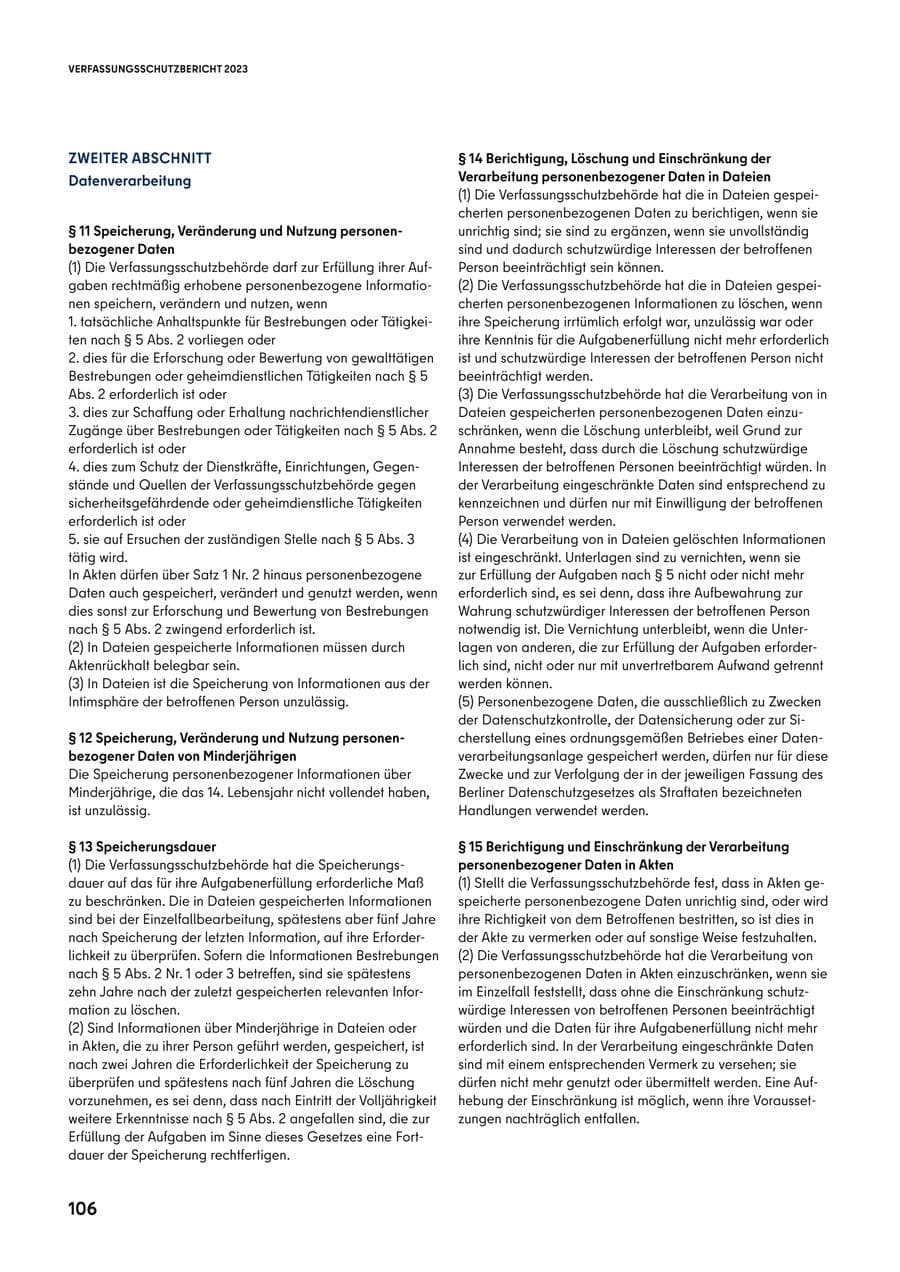 Seite 106 des Verfassungsschutzbericht 2023 Berlin