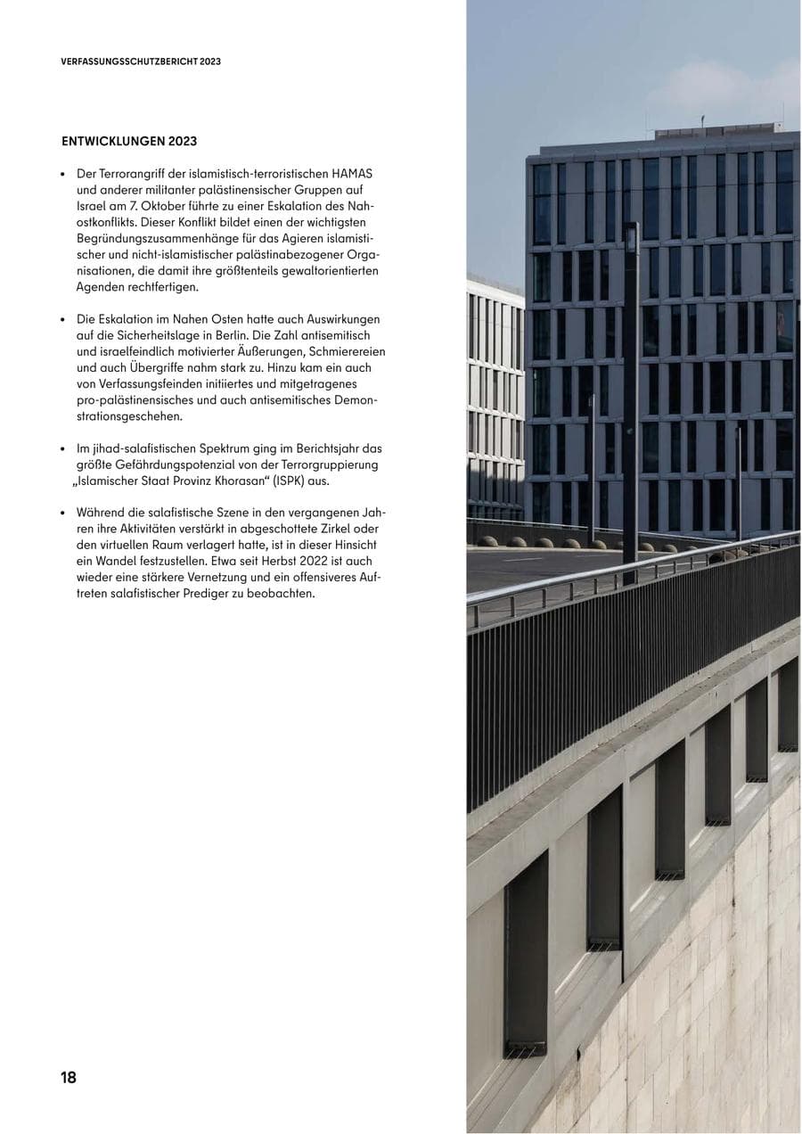 Seite 18 des Verfassungsschutzbericht 2023 Berlin