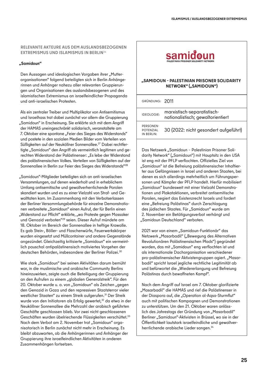 Seite 25 des Verfassungsschutzbericht 2023 Berlin