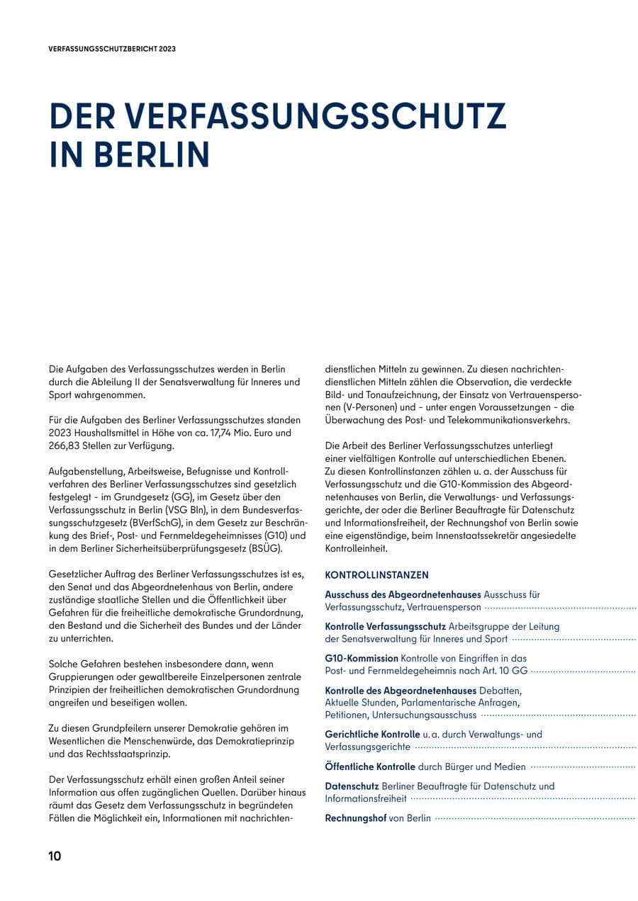 Seite 10 des Verfassungsschutzbericht 2023 Berlin