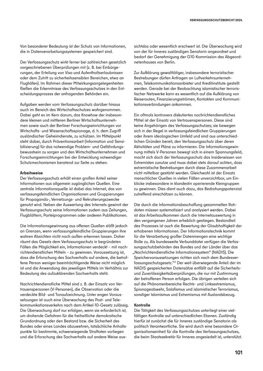 Seite 101 des Verfassungsschutzbericht 2024 Berlin