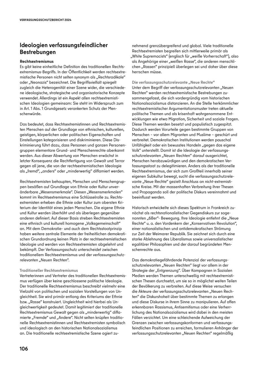 Seite 106 des Verfassungsschutzbericht 2024 Berlin