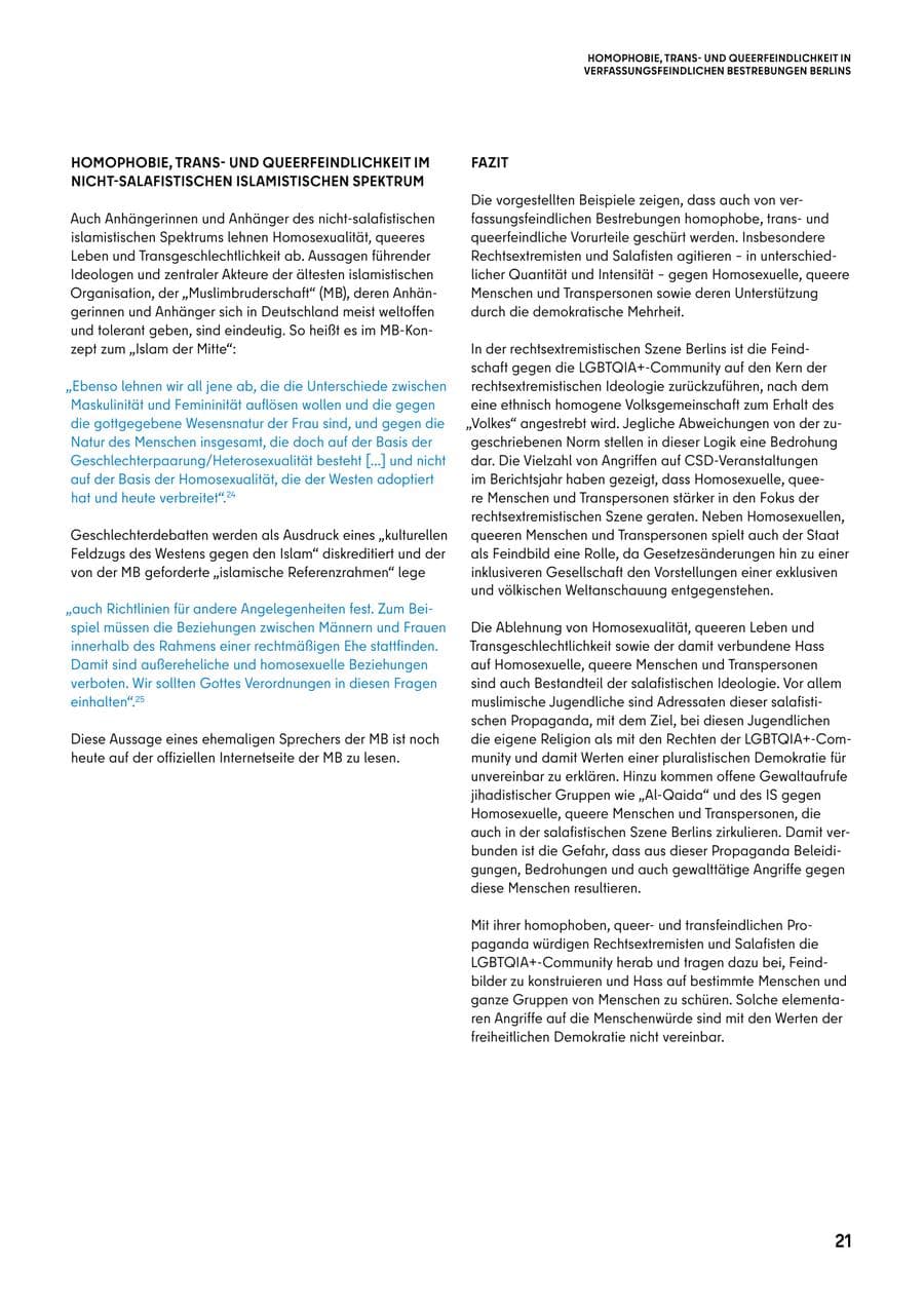 Seite 21 des Verfassungsschutzbericht 2024 Berlin