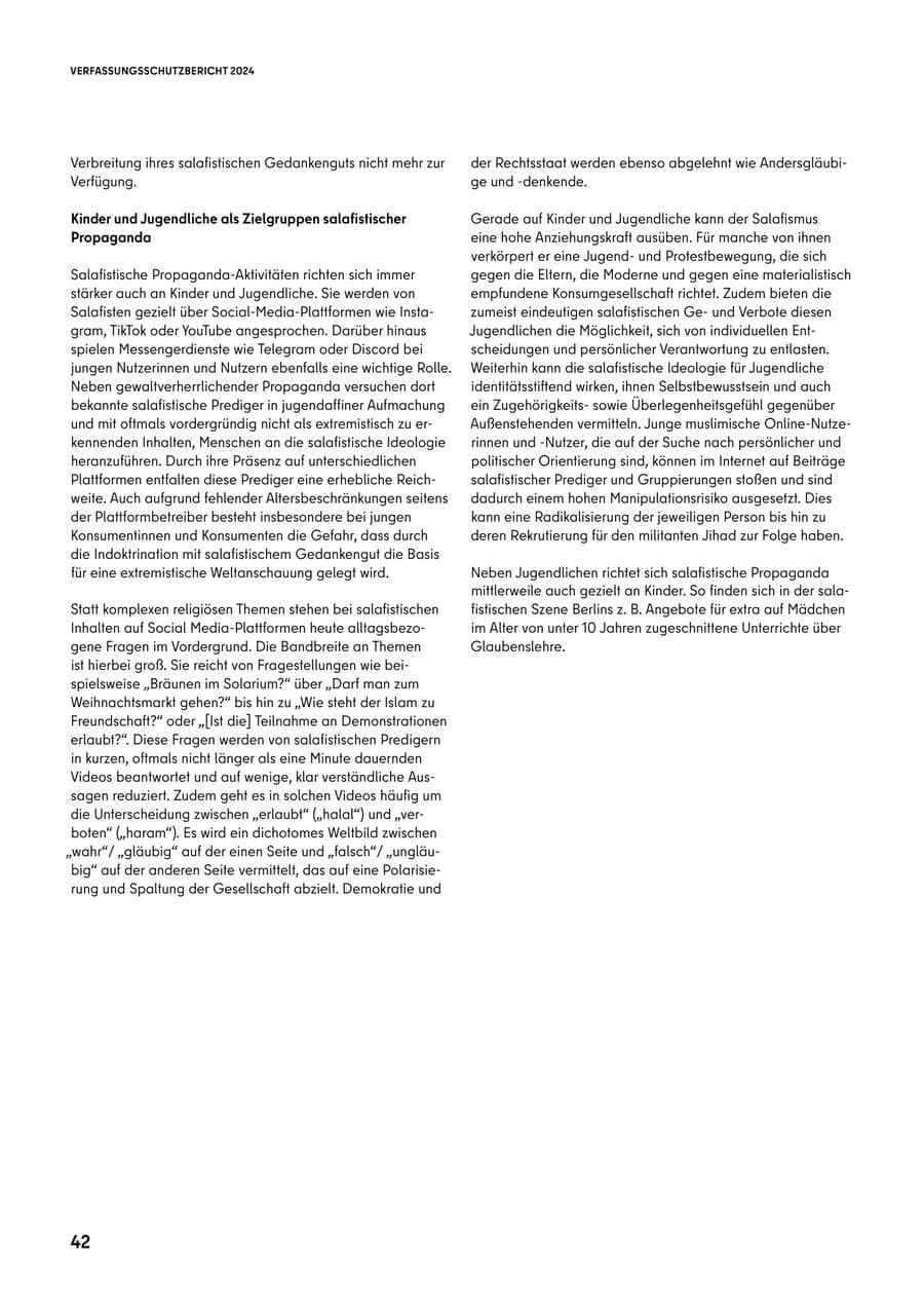 Seite 42 des Verfassungsschutzbericht 2024 Berlin