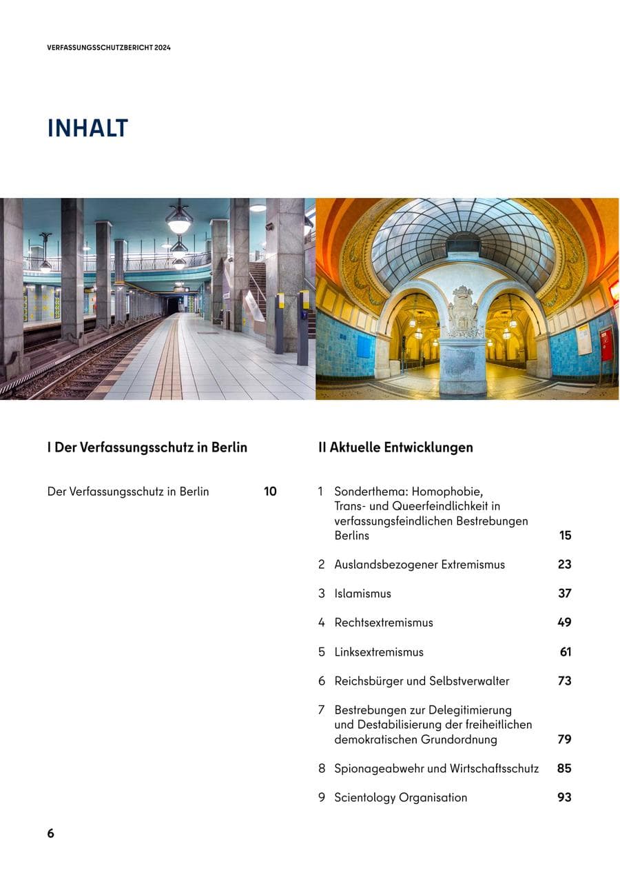 Seite 6 des Verfassungsschutzbericht 2024 Berlin