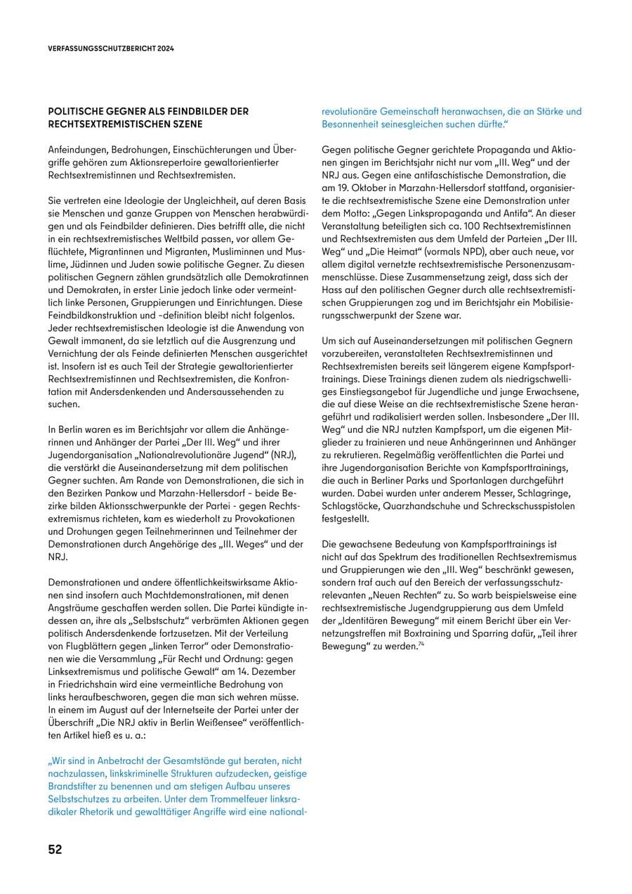 Seite 52 des Verfassungsschutzbericht 2024 Berlin