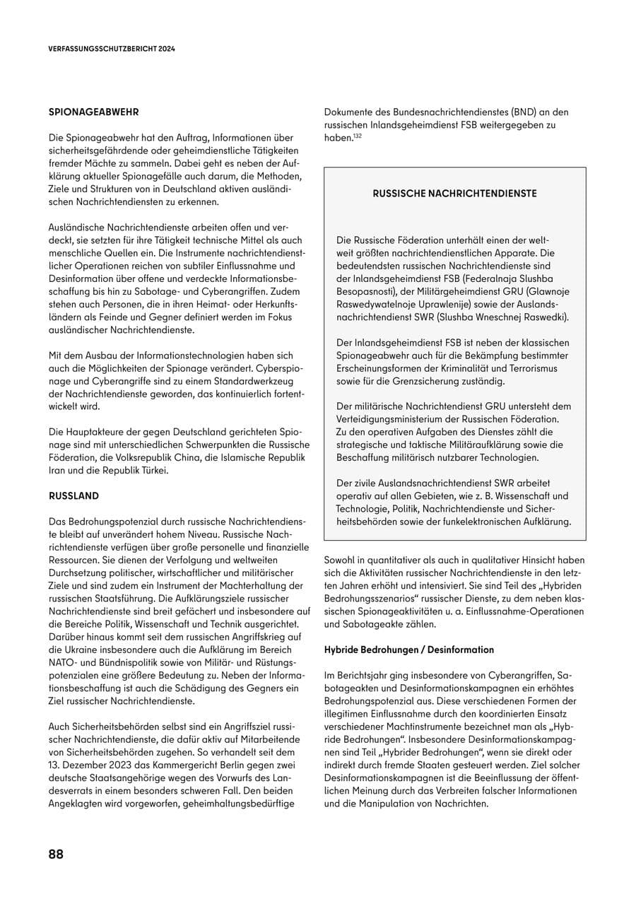 Seite 88 des Verfassungsschutzbericht 2024 Berlin