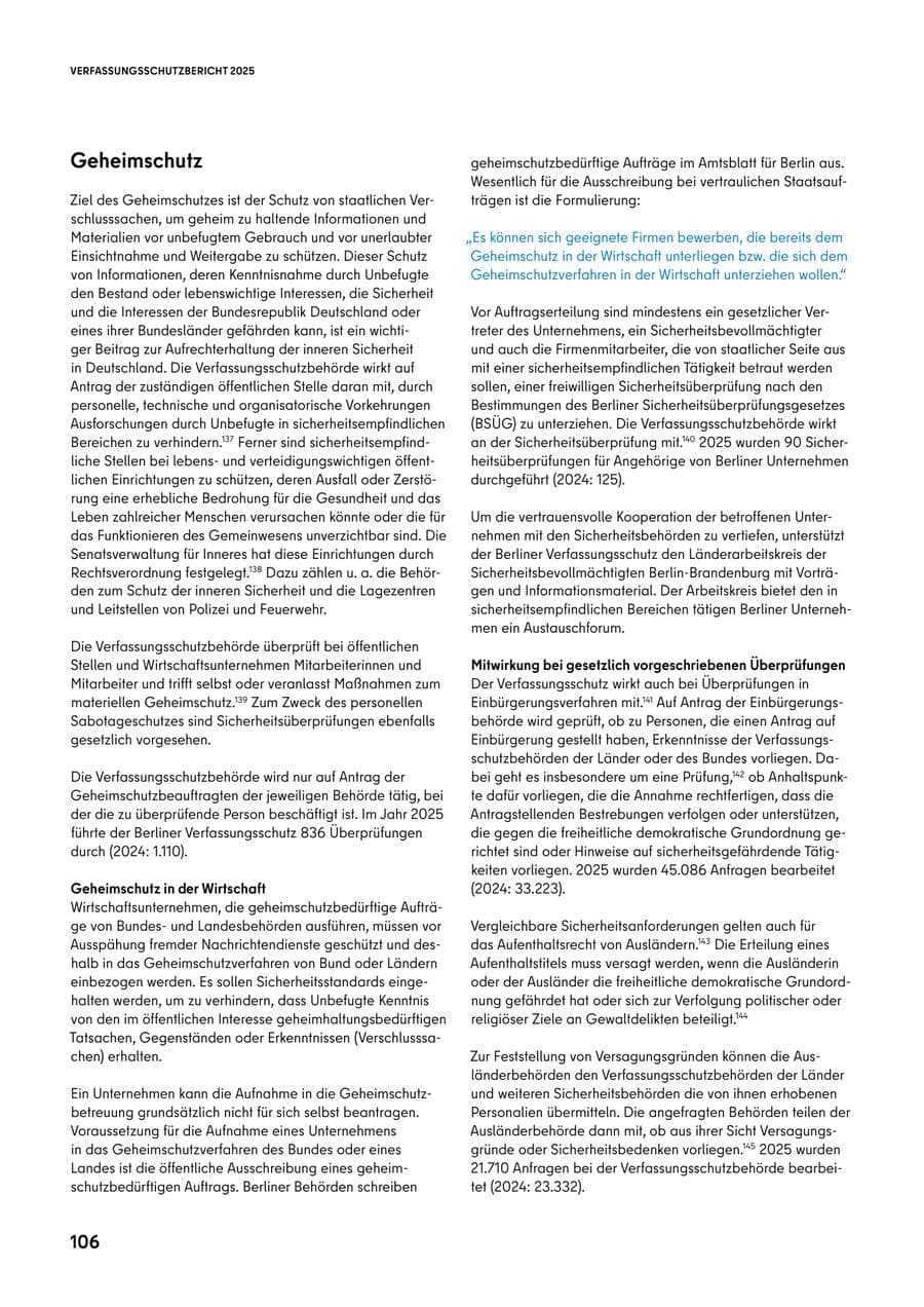Seite 106 des Verfassungsschutzbericht 2025 Berlin