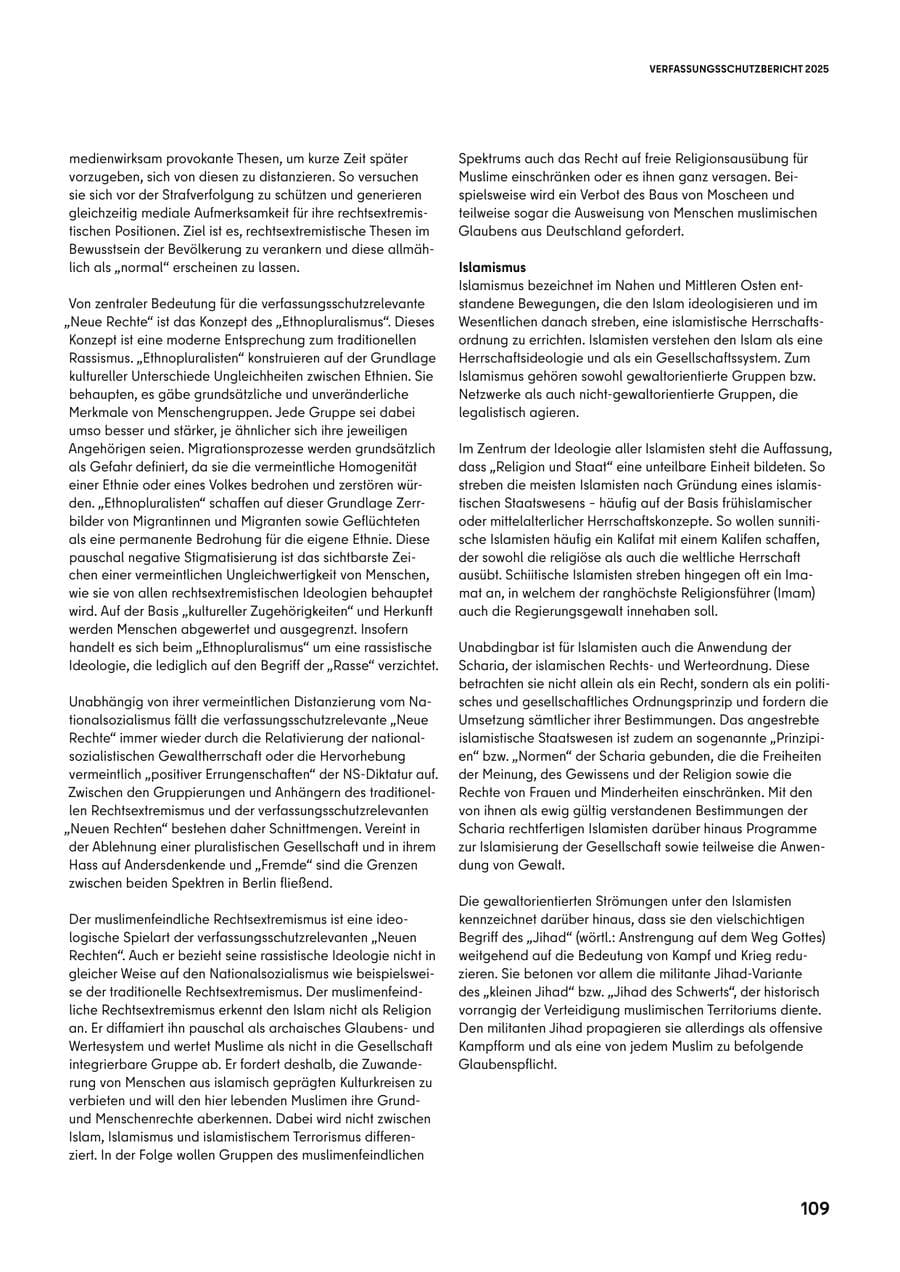 Seite 109 des Verfassungsschutzbericht 2025 Berlin
