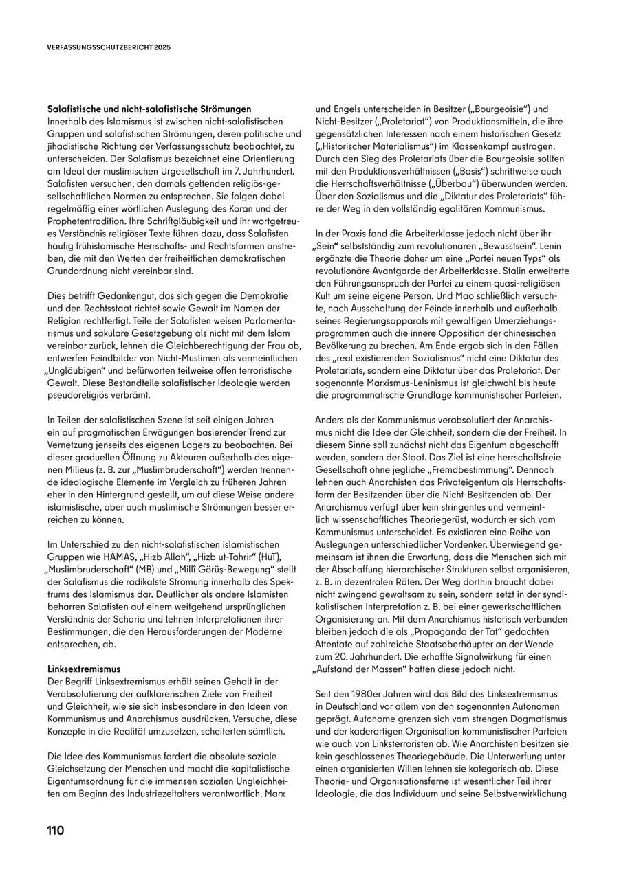Seite 110 des Verfassungsschutzbericht 2025 Berlin