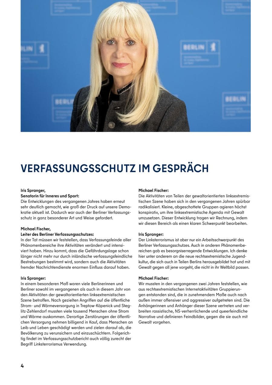 Seite 4 des Verfassungsschutzbericht 2025 Berlin
