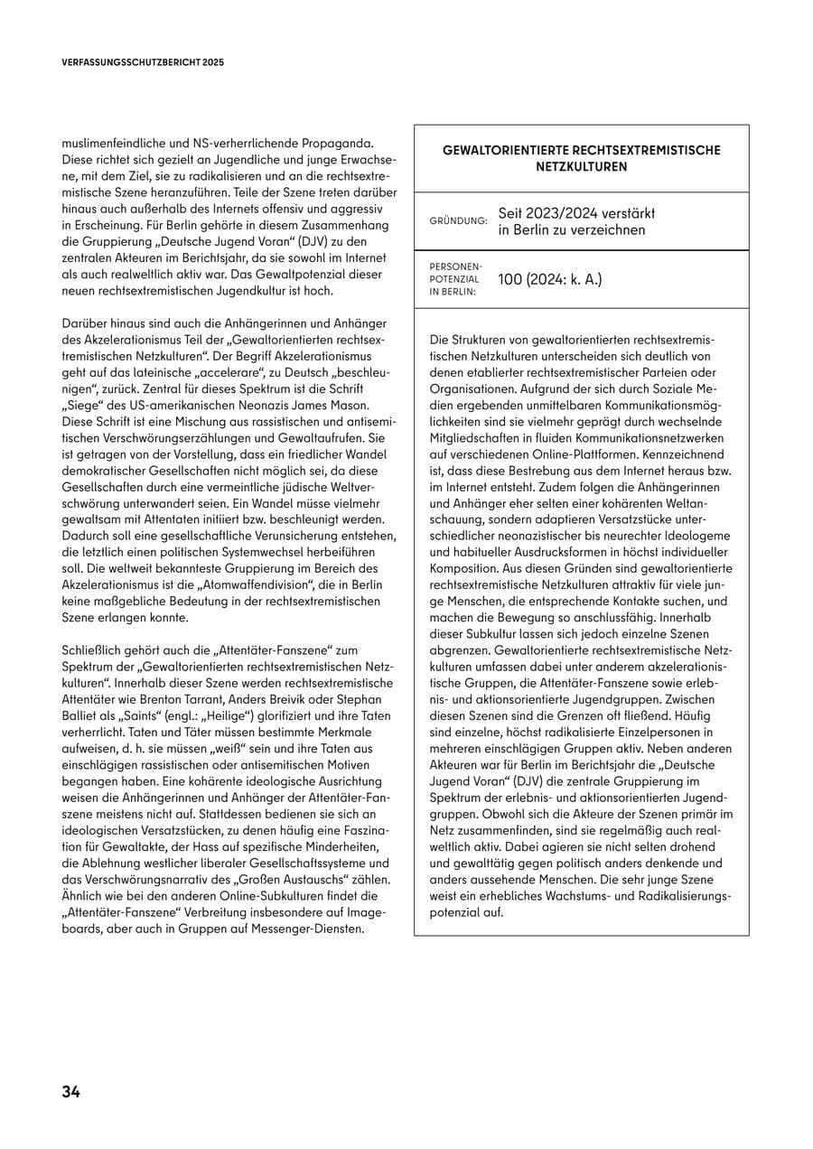 Seite 34 des Verfassungsschutzbericht 2025 Berlin
