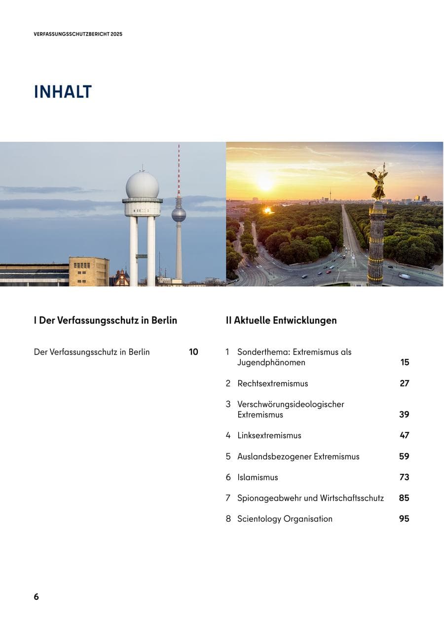 Seite 6 des Verfassungsschutzbericht 2025 Berlin