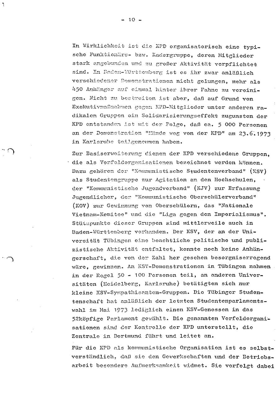 Seite 12 des Verfassungsschutzbericht 1973 Baden-Württemberg