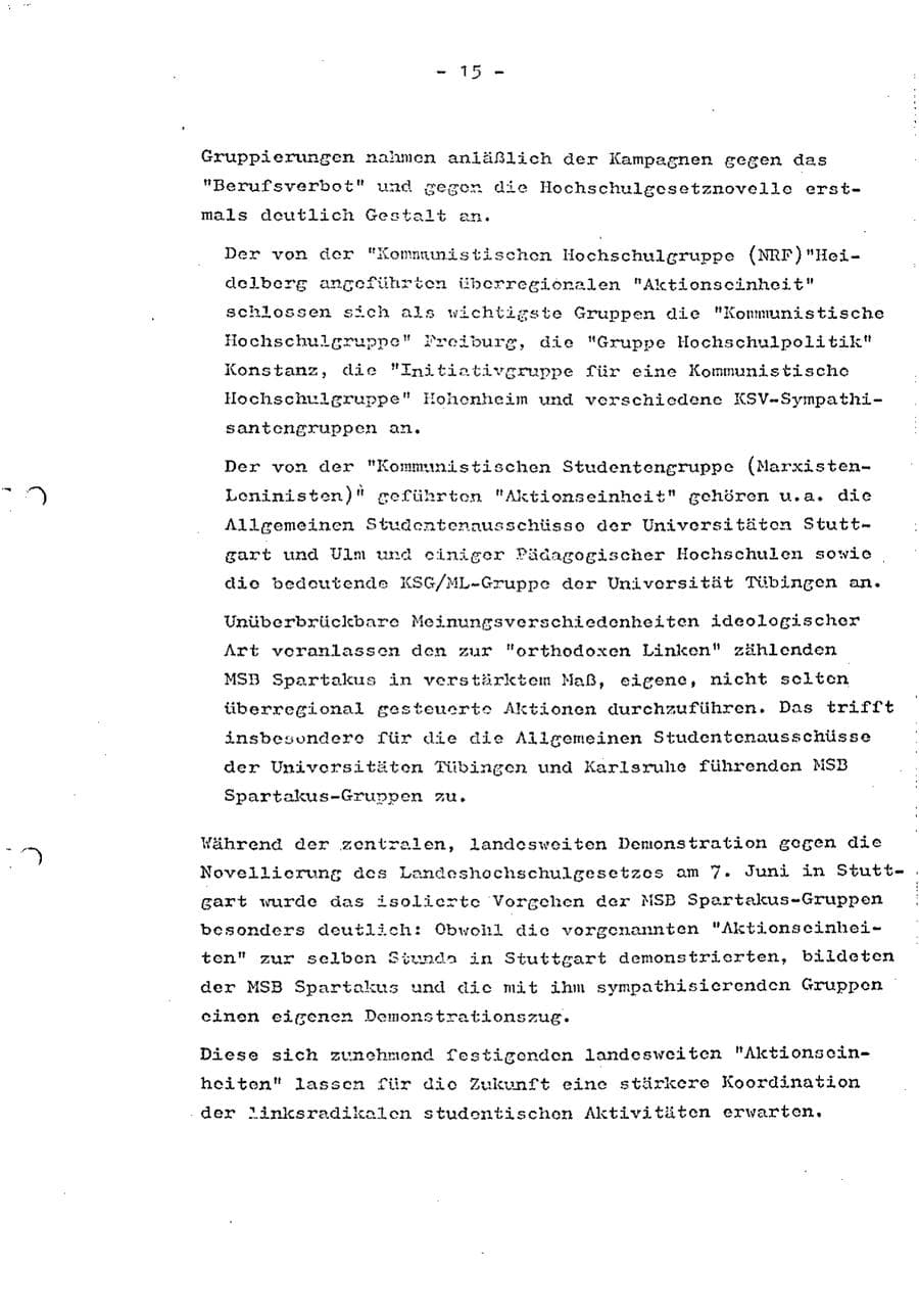 Seite 17 des Verfassungsschutzbericht 1973 Baden-Württemberg