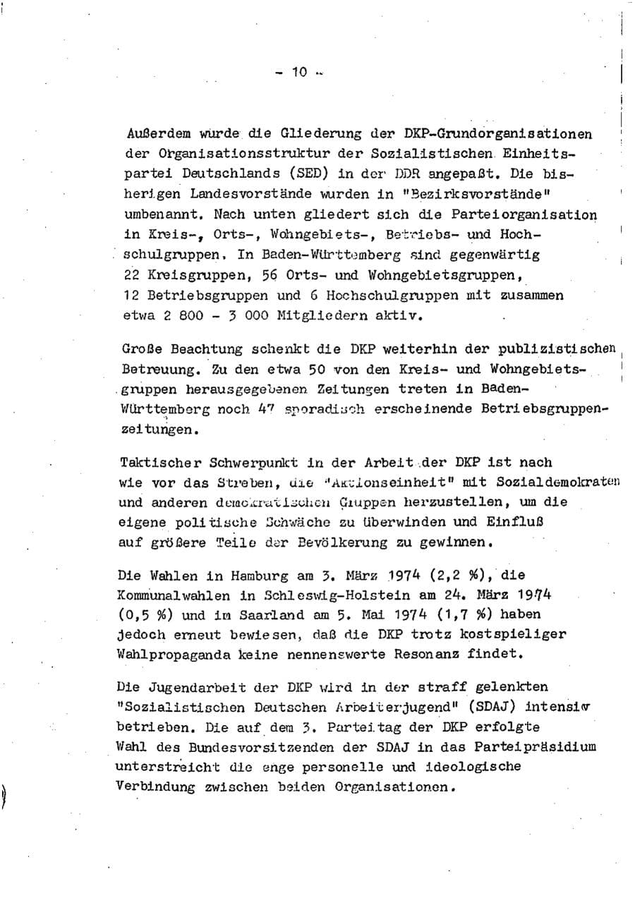 Seite 12 des Verfassungsschutzbericht 1974 Baden-Württemberg