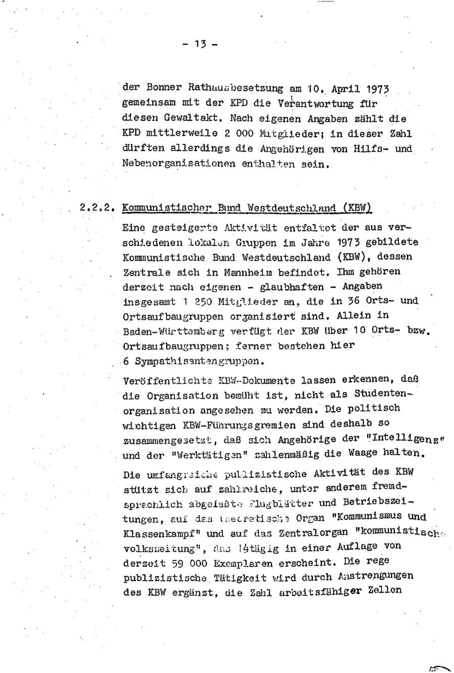 Seite 15 des Verfassungsschutzbericht 1974 Baden-Württemberg