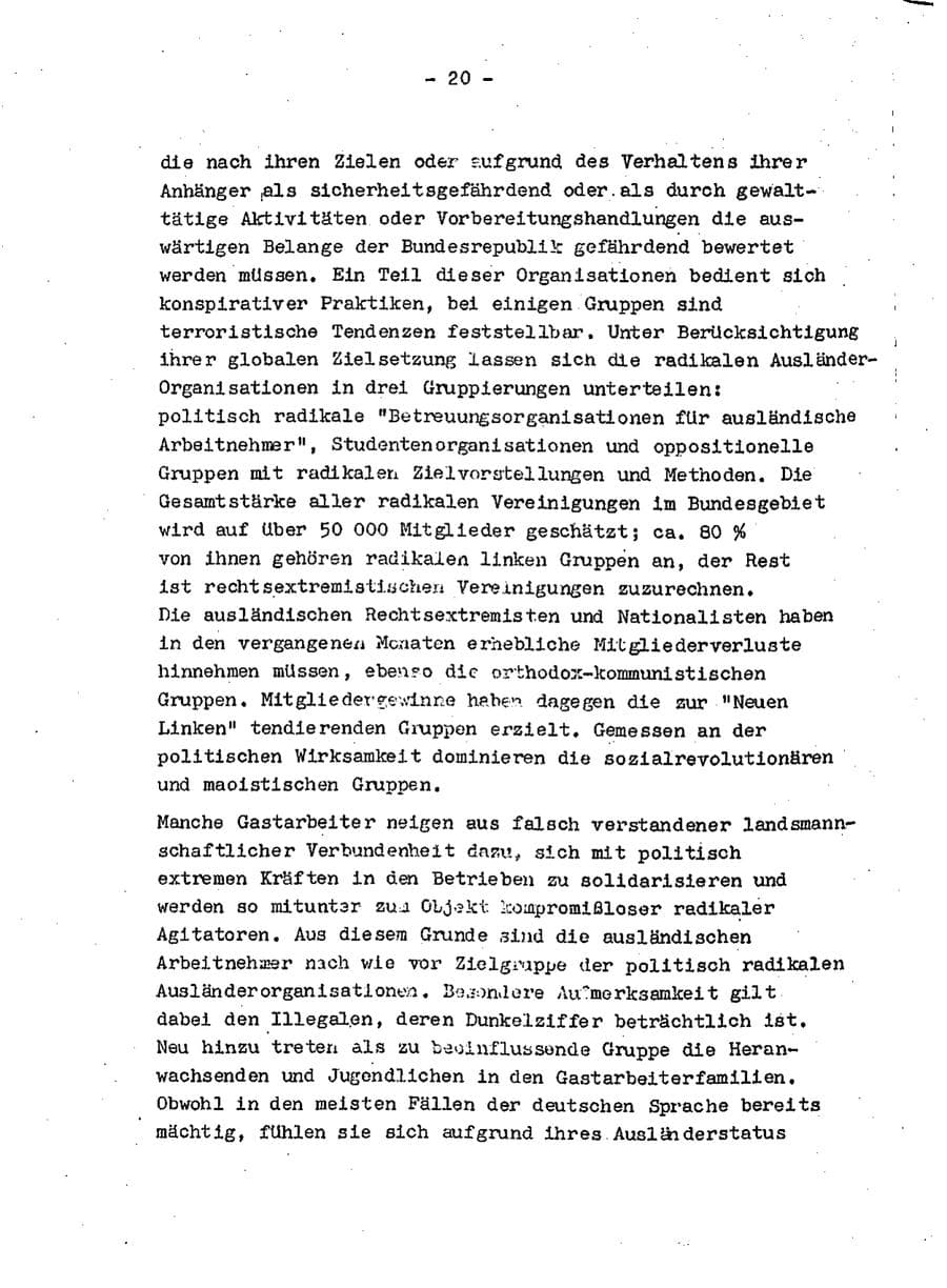 Seite 22 des Verfassungsschutzbericht 1974 Baden-Württemberg