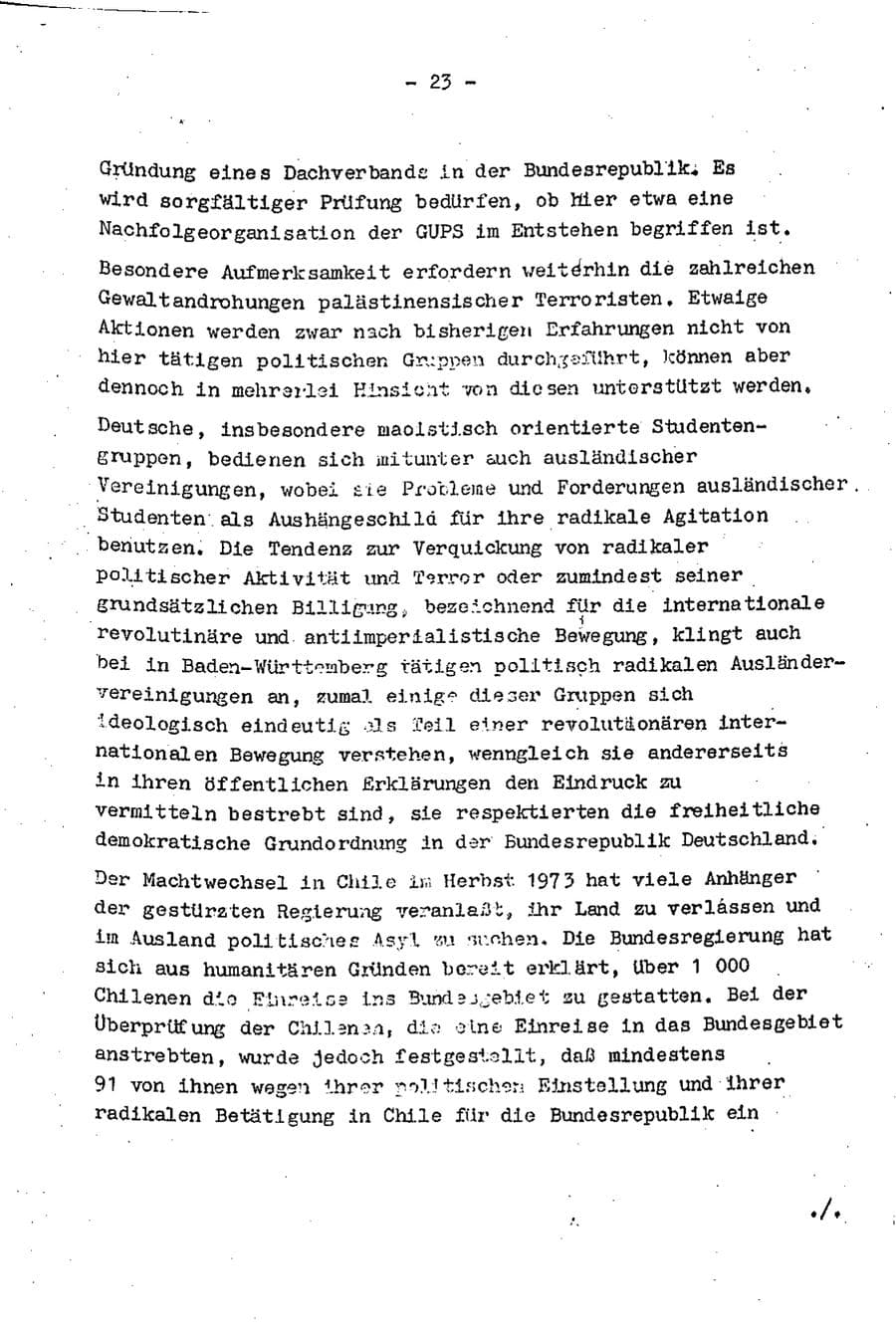 Seite 25 des Verfassungsschutzbericht 1974 Baden-Württemberg