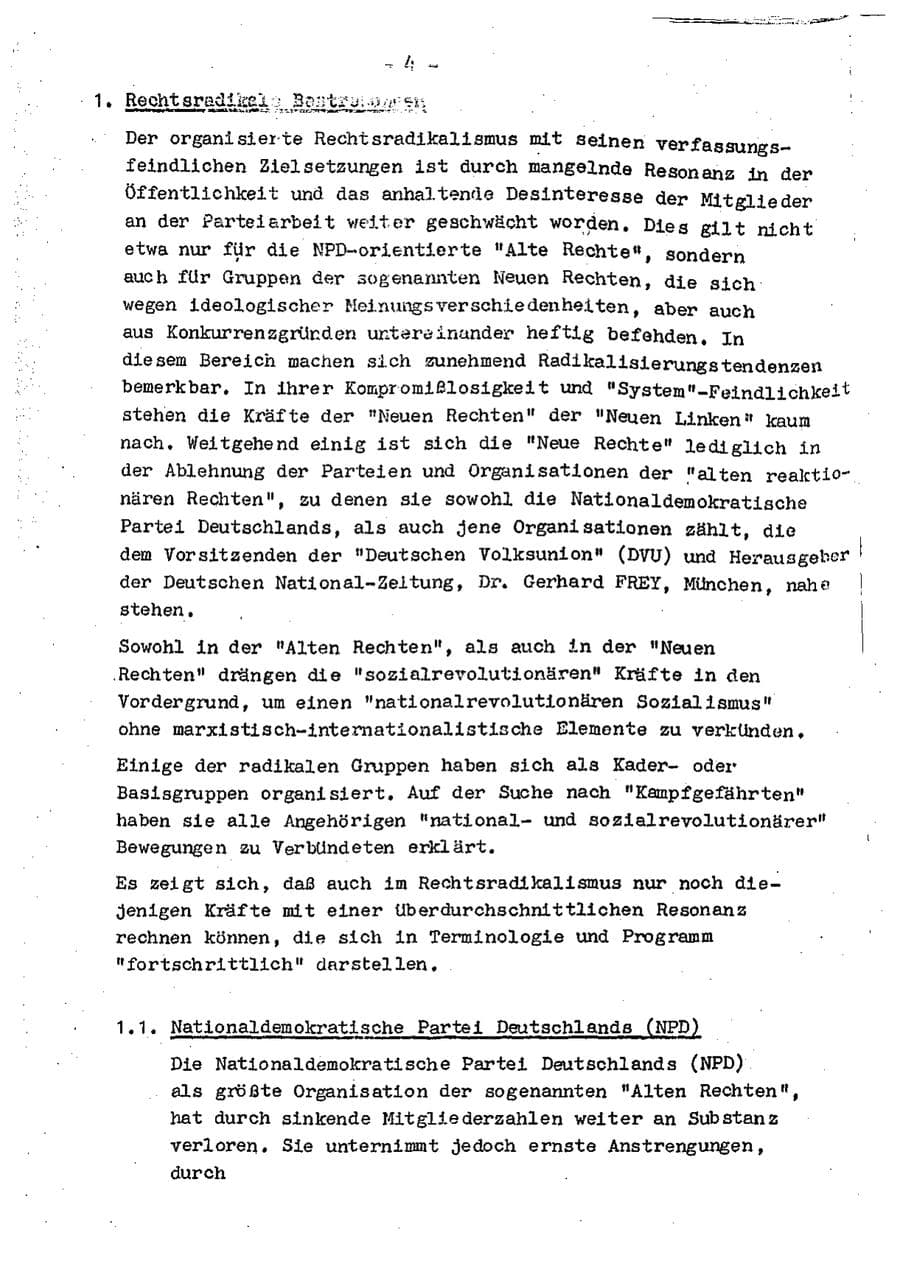 Seite 6 des Verfassungsschutzbericht 1974 Baden-Württemberg